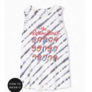 THE ROLLING STONES WHITE & BLACK TIE-DYE CREW TANK